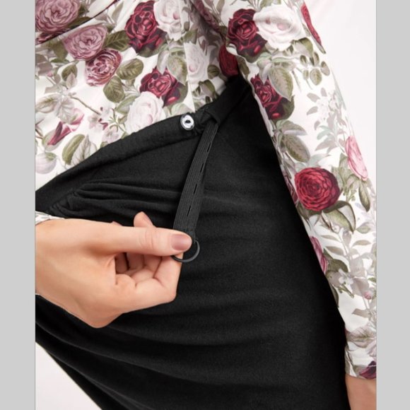 NWT Maternity skirt black long elastic waist wrap work occasional with split - Picture 6 of 6